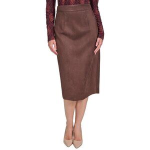 Tommy Hilfiger Women's Faux-Suede Pencil Skirt Size 4 Brown MSRP $99